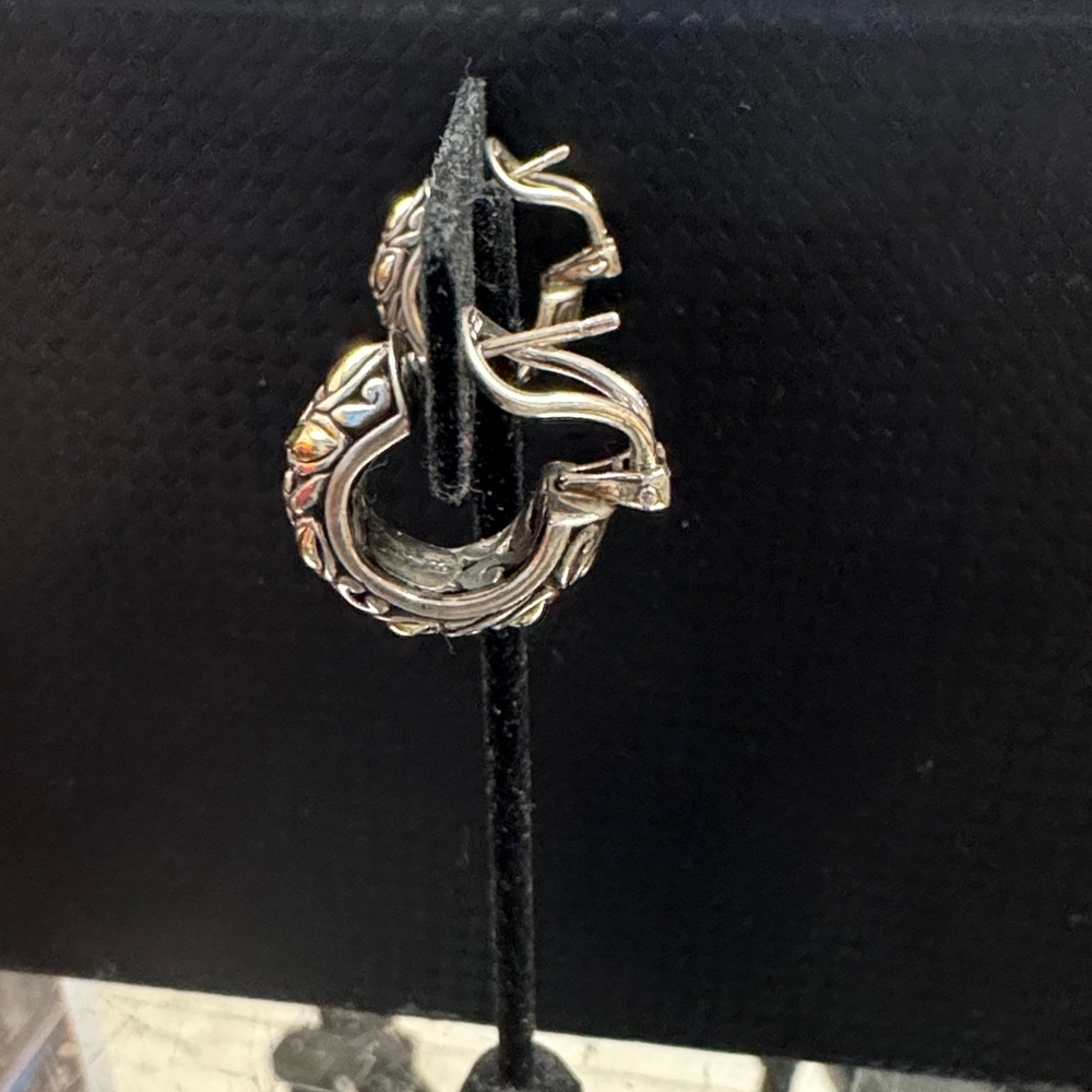 John Hardy  .925/18kt Two-Tone Leaf Earrings - Picture 2 of 7